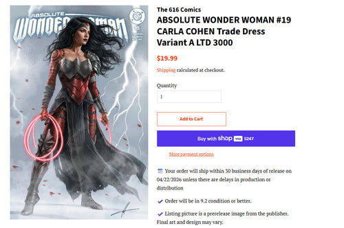 ABSOLUTE WONDER WOMAN #19 CARLA COHEN Trade Dress Variant A
