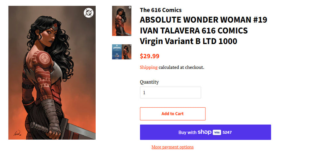 ABSOLUTE WONDER WOMAN #19 IVAN TALAVERA 616 COMICS Virgin Variant