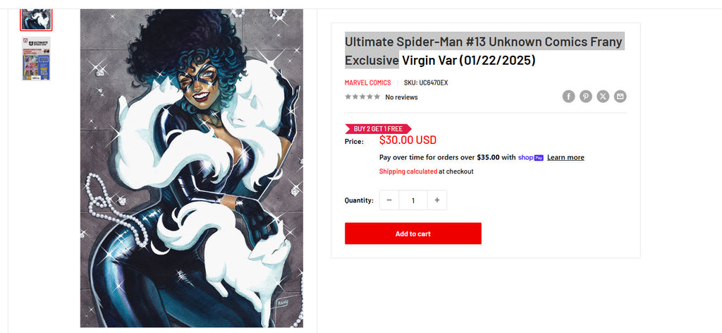 Ultimate Spider-Man #13 Unknown Comics Frany Exclusive Set