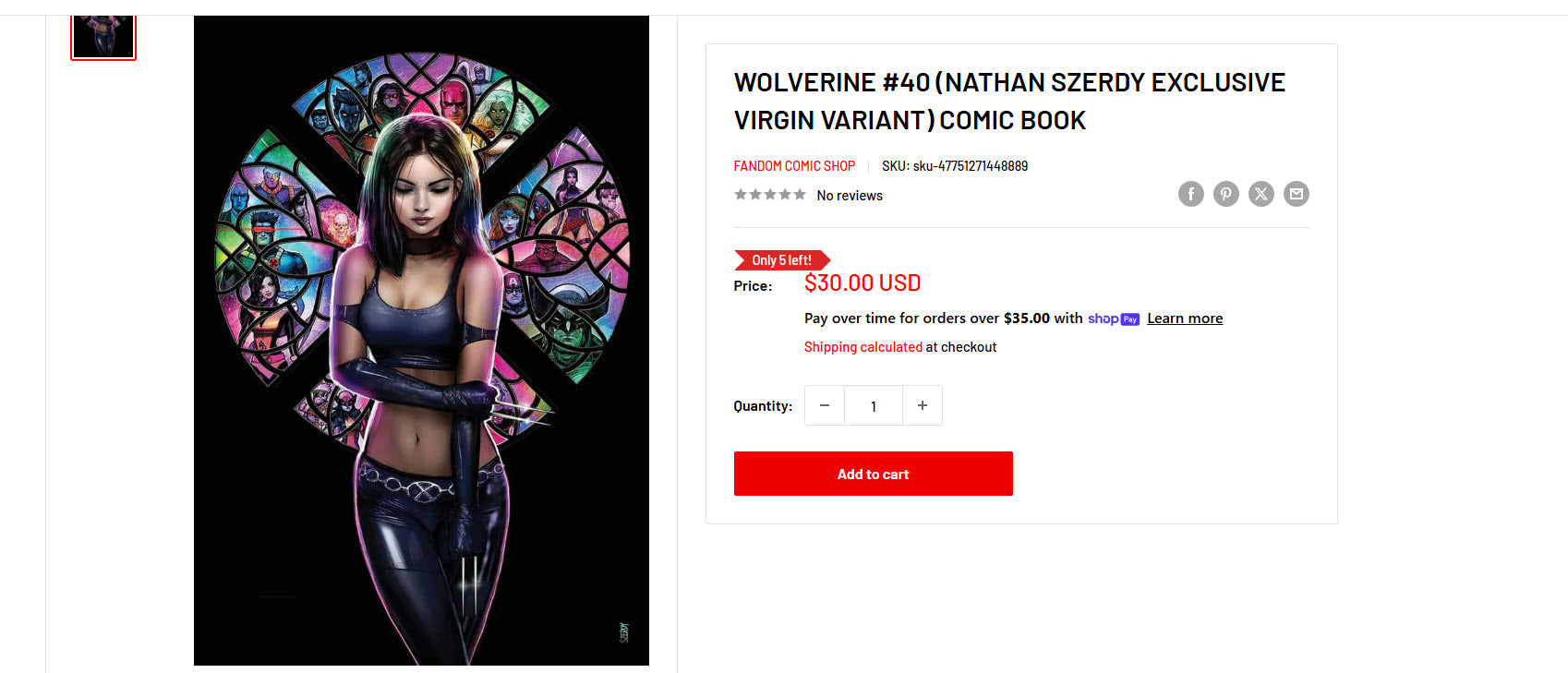 WOLVERINE #40 (NATHAN SZERDY EXCLUSIVE VIRGIN VARIANT)