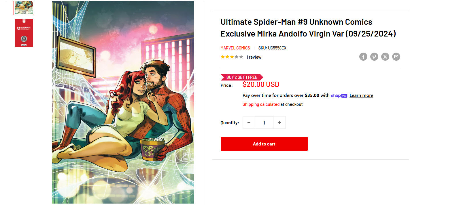 Ultimate Spider-Man #9 Unknown Comics Exclusive Mirka Andolfo Virgin Var