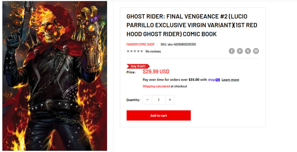 GHOST RIDER: FINAL VENGEANCE #2 - LUCIO PARRILLO EXCLUSIVE VIRGIN VARIANT - (1ST RED HOOD GHOST RIDER)
