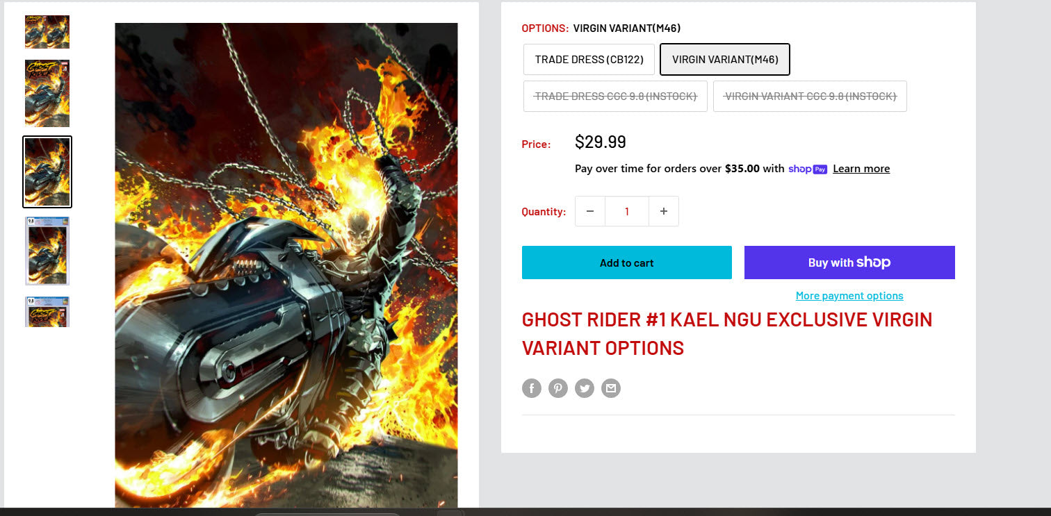 GHOST RIDER #1 KAEL NGU EXCLUSIVE VIRGIN VARIANT